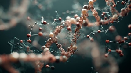 A detailed 3D model of a DNA strand and molecules