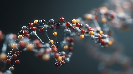 A detailed 3D model of a DNA strand and molecules