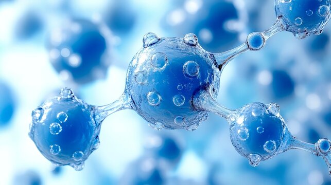 Glowing blue digital cells concept for medical technology design