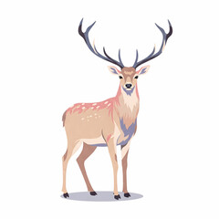 Elegant Spotted Deer with Large Antlers Illustration

