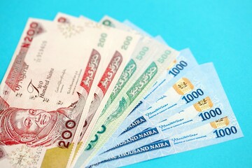 Nigerian naira money bills in big amount. Finance and banking concept