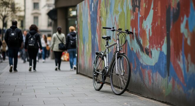 Urban cycling adventure city street photography colorful murals ground level community vibes