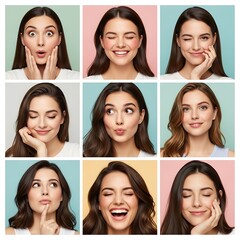 Diverse Female Portraits Displaying Various Emotions
