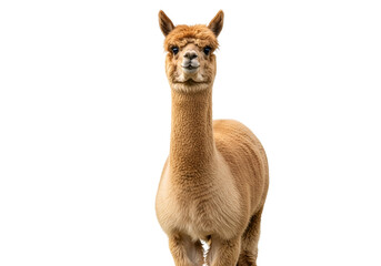 Obraz premium Close-up of a light brown alpaca against a black background.