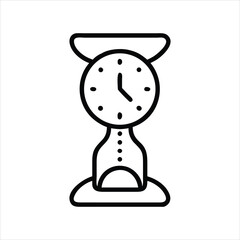 Stylized hourglass icon with a clock face representing time management