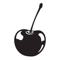 vector black and white silhouette of cherries on a white background