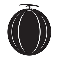 vector black and white silhouette of melon fruit on a white background
