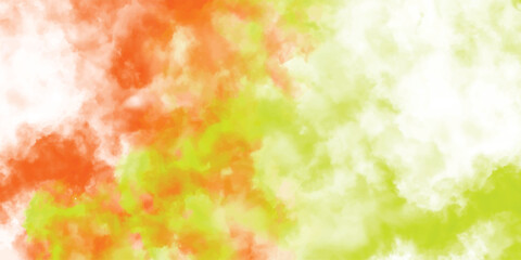 Abstract watercolor style background featuring blended orange yellow and white paint in textured cloud like patterns artistic backdrop for design projects.
