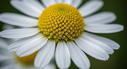 Detailed Macro View of a Daisy's Golden Center and Soft White Petals