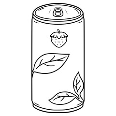 strawberry tea ready to drink illustration hand drawn outline vector