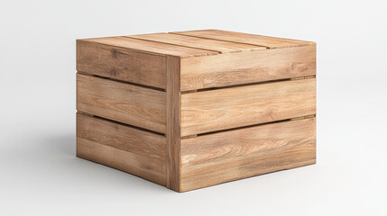 Wooden crate box with slats, empty, showcasing natural wood texture and design