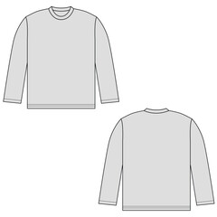 Oversized long sleeve vector illustration. Oversized long sleeve t-shirt front and back views	