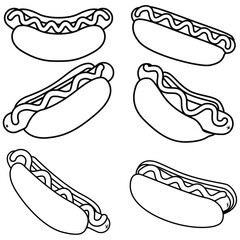Black and white hot dog vector illustration