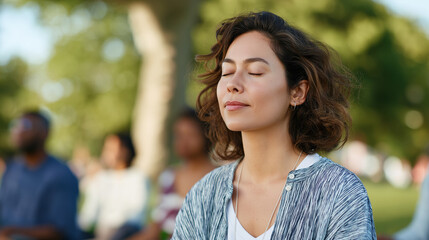 Meditation in Nature with a Diverse Group of People