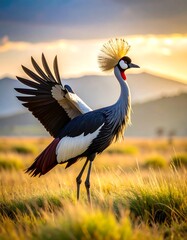 Fototapeta premium Majestic crane in golden savanna light