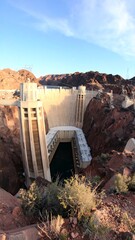 Majestic dam structure overlooking a valley