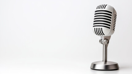 Fototapeta premium Vintage microphone standing on sleek base, perfect for recording or performance