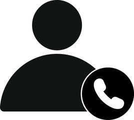 Customer support icon . User with call icon . Contact us icon . Vector illustration