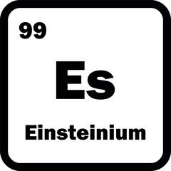 Einsteinium chemical element icon isolated on white background . Einsteinium icon vector