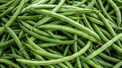 A pile of fresh green beans ready for cooking