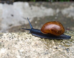 Close-up of a snail on a stone surface