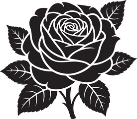 Elegant black rose silhouette for design projects