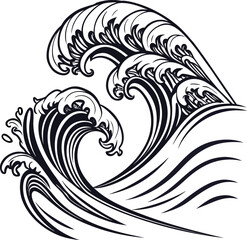 Abstract vector swirl floral pattern with a tribal tattoo design of black vintage leaf and nature wave ornament