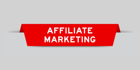 Red color inserted label with word affiliate marketing on gray background