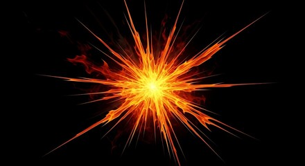 Fototapeta premium Fiery Explosion Bursting with Intense Energy Against a Dark Background