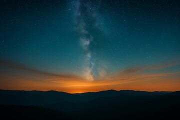 Fototapeta premium Milky Way Galaxy Rising Over Mountain Silhouette at Dusk