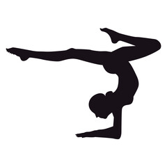 black silhouette vector of gymnast woman