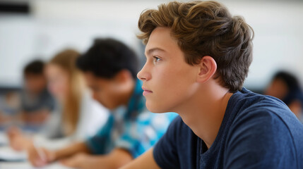 Students Focused on Test in Classroom Setting