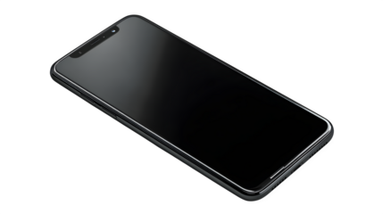 Modern black smartphone with blank screen isolated on white