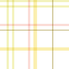 Fototapeta premium Watercolor seamless plaid pattern in warm yellow and soft pink tones. Great for textile, fabric, wrapping paper, packaging, wallpaper, quilting, sewing projects, rustic country or vintage style decor.