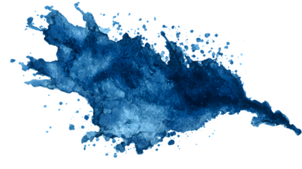 Navy blue watercolor stain splash isolated on white