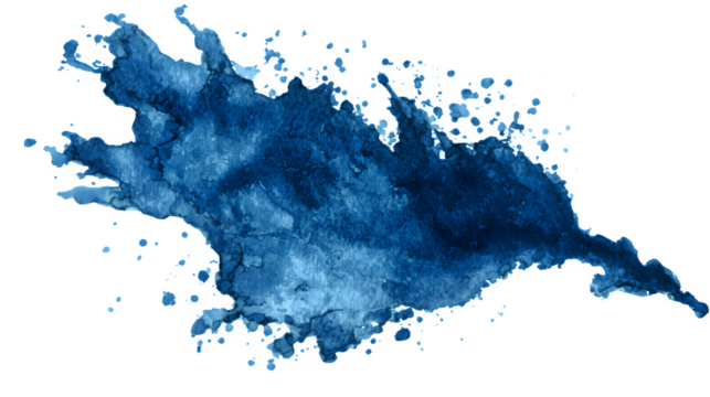 Navy blue watercolor stain splash isolated on white