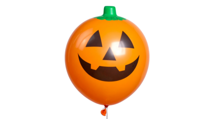 A cheerful Halloween pumpkin balloon adding festive spirit to the autumn celebration isolated on transpaent background