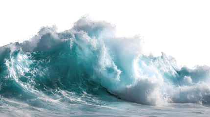 Ocean wave crashing horizon isolated on white