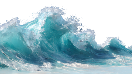 Ocean wave crashing horizon isolated on white