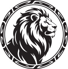 Fototapeta premium Majestic lion emblem powerful symbol of strength and courage