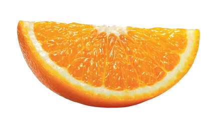 Orange fruit slice with juicy texture isolated on white