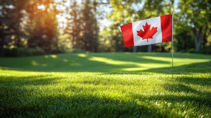Canadian flag on golf course