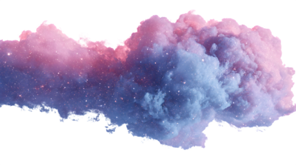 Pink and blue nebula cosmic cloud isolated on white