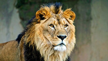 Fototapeta premium Majestic lion portrait against a blurred backdrop