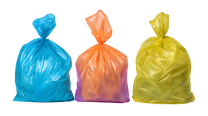 Plastic trash bags set isolated on white