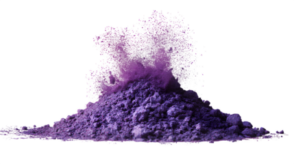 Purple pigment powder pile isolated on white