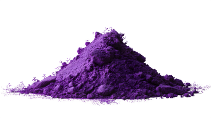 Purple pigment powder pile isolated on white