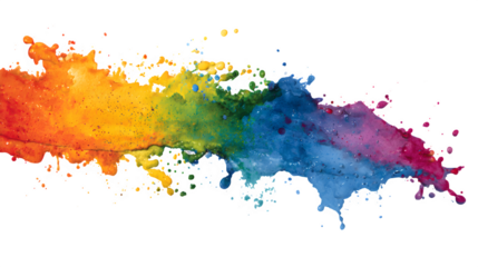 Rainbow colored paint splash spot isolated on white