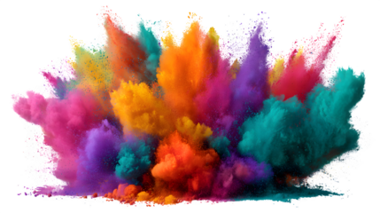 Rainbow powder burst explosion isolated on white
