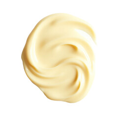 A dynamic splash of smooth, creamy mayonnaise isolated on a white background, emphasizing its rich texture and fluid motion perfect for culinary or advertising designs